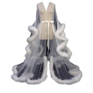 White Feather Fluffy Robe
